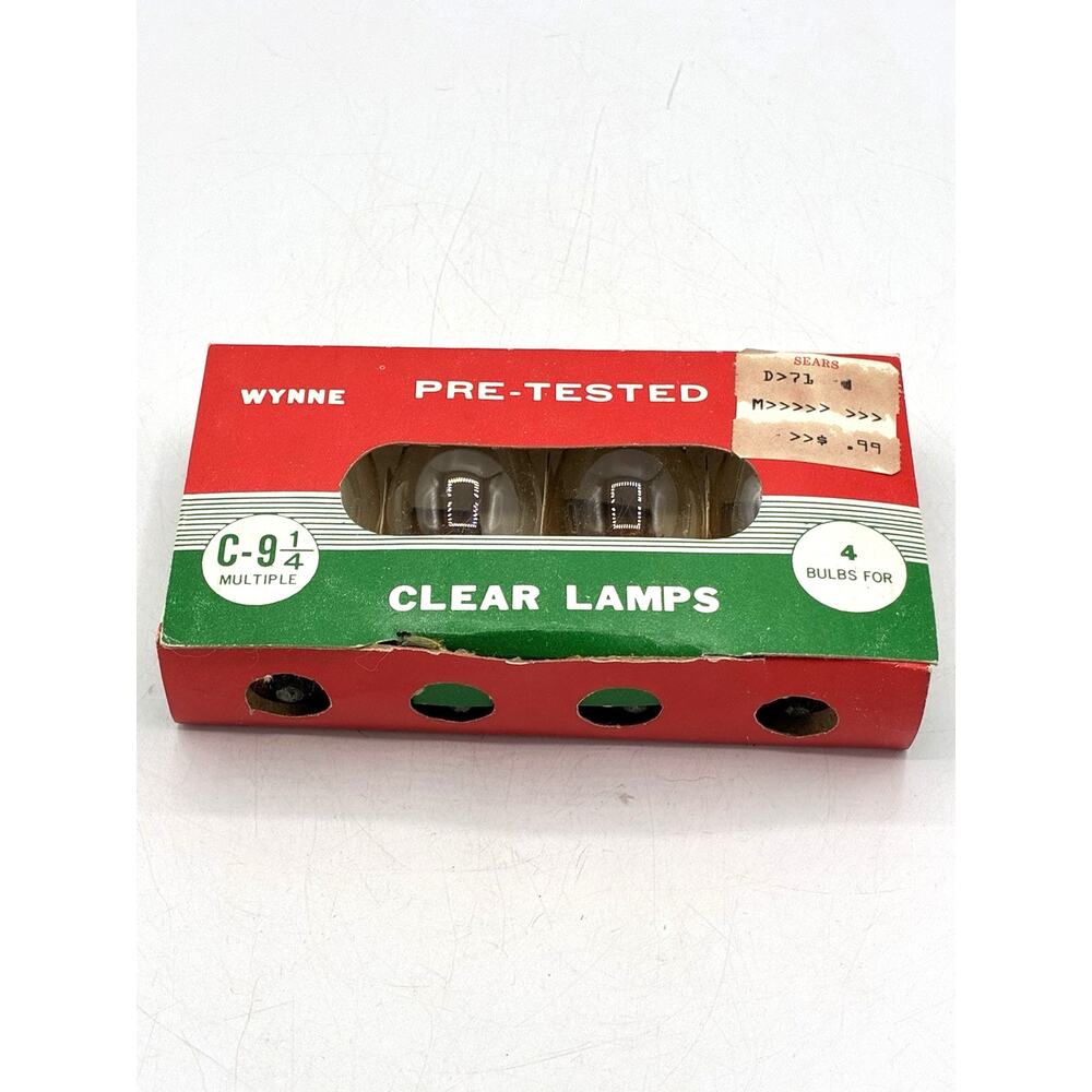 Vintage Wynne C-9 Clear Christmas Bulbs Sears Box 4 Pack NOS￼